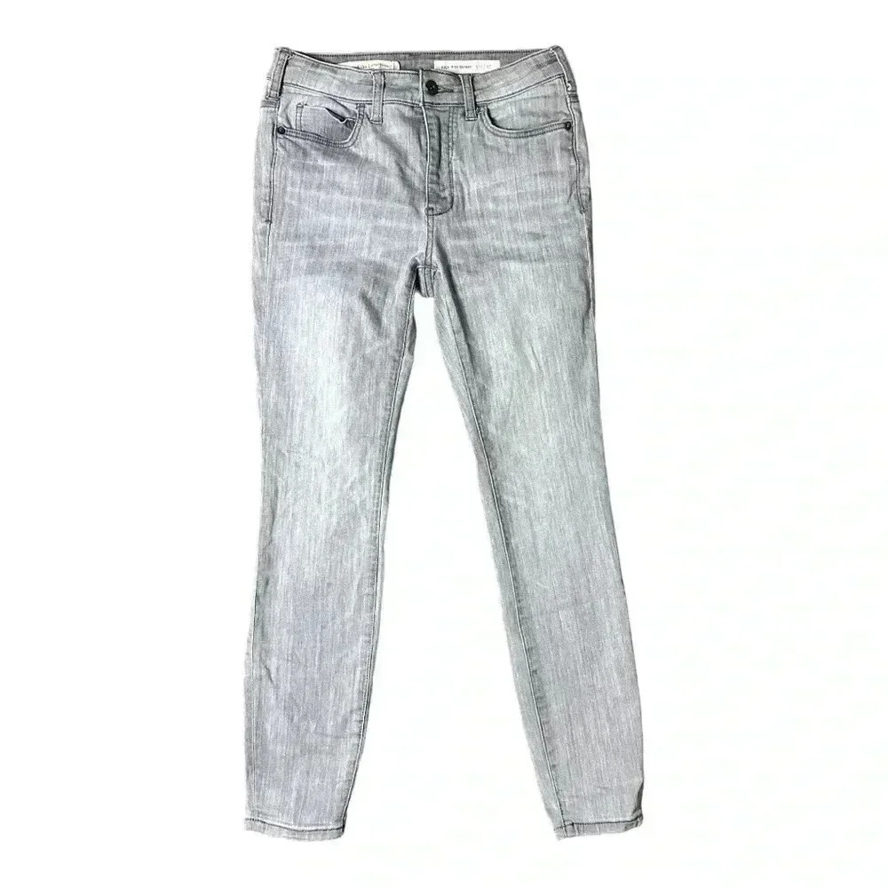 Anthro Pilcro Medium Gray High Rise Skinny Denim Jeans Women's sz 27 - Picture 2 of 7